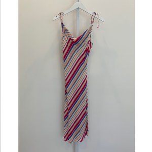 DIANE VON FURSTENBERG DVF MULTI COLOR DIAGONAL STRIPE SILK DRESS SIZE 4